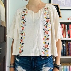 Floral White Peasant Blouse